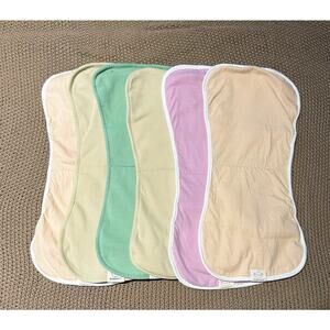 KeaBabies Organic Cotton Burp Cloths – Set of 6 (Neutral + Pastel Mix)